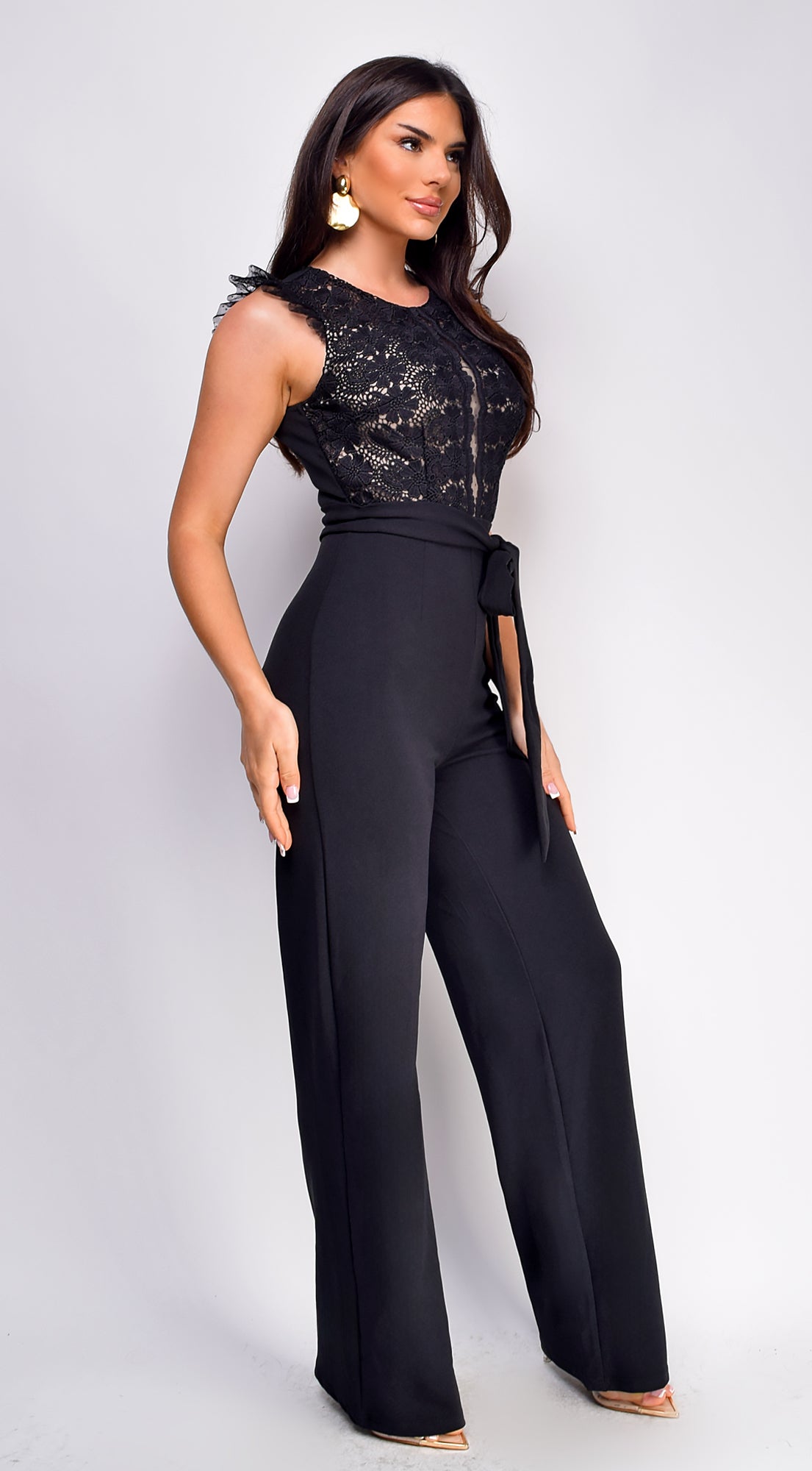 Amiliana Lace Top Jumpsuit - Black