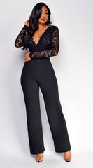 Aitana Lace Long Sleeve Jumpsuit - Black