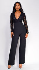 Aitana Lace Long Sleeve Jumpsuit - Black