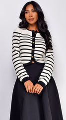 Eliana Stripe Button Down Cardigan - Ivory