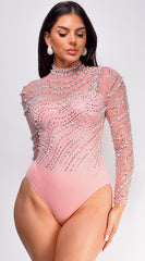 Ayana Rhinestone Bodysuit - Pink