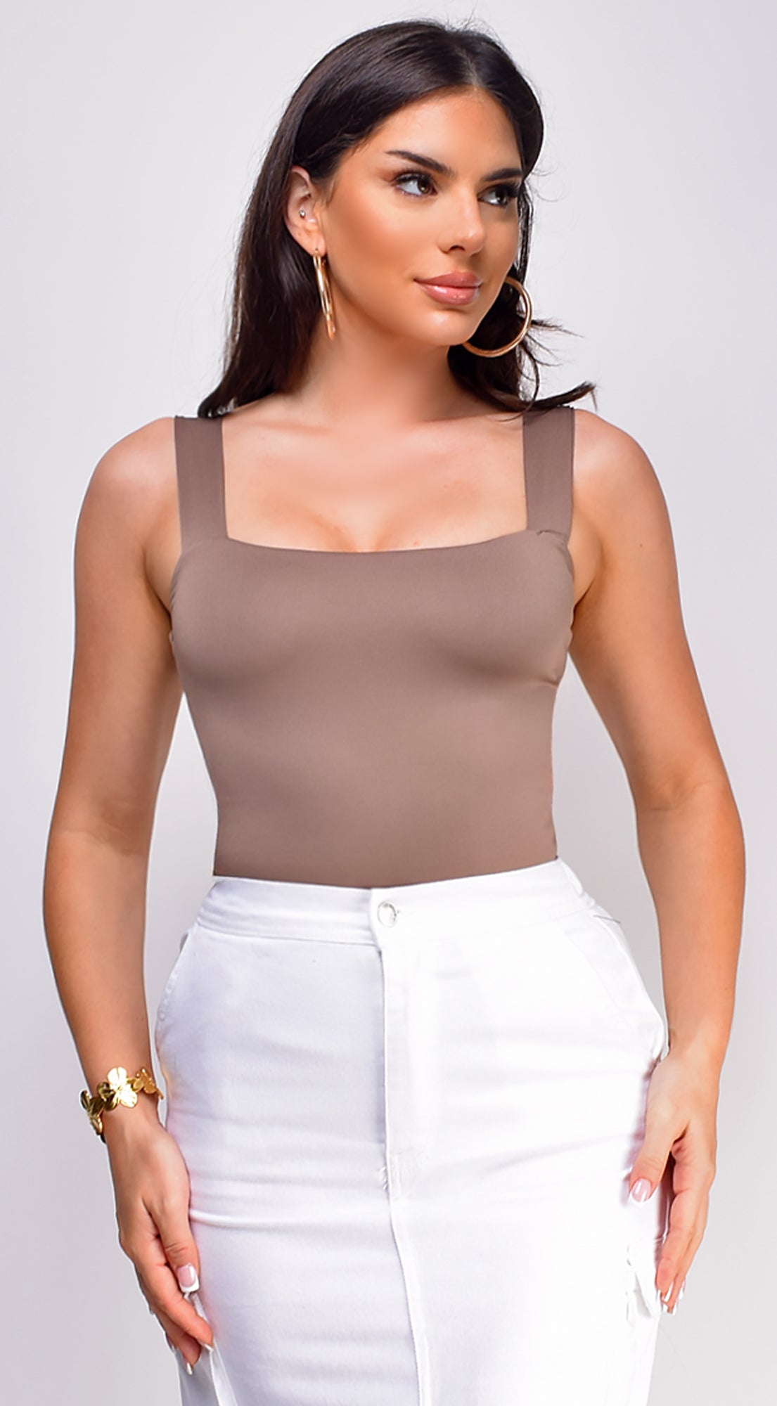 Aliyah Square Neck Top - Beige