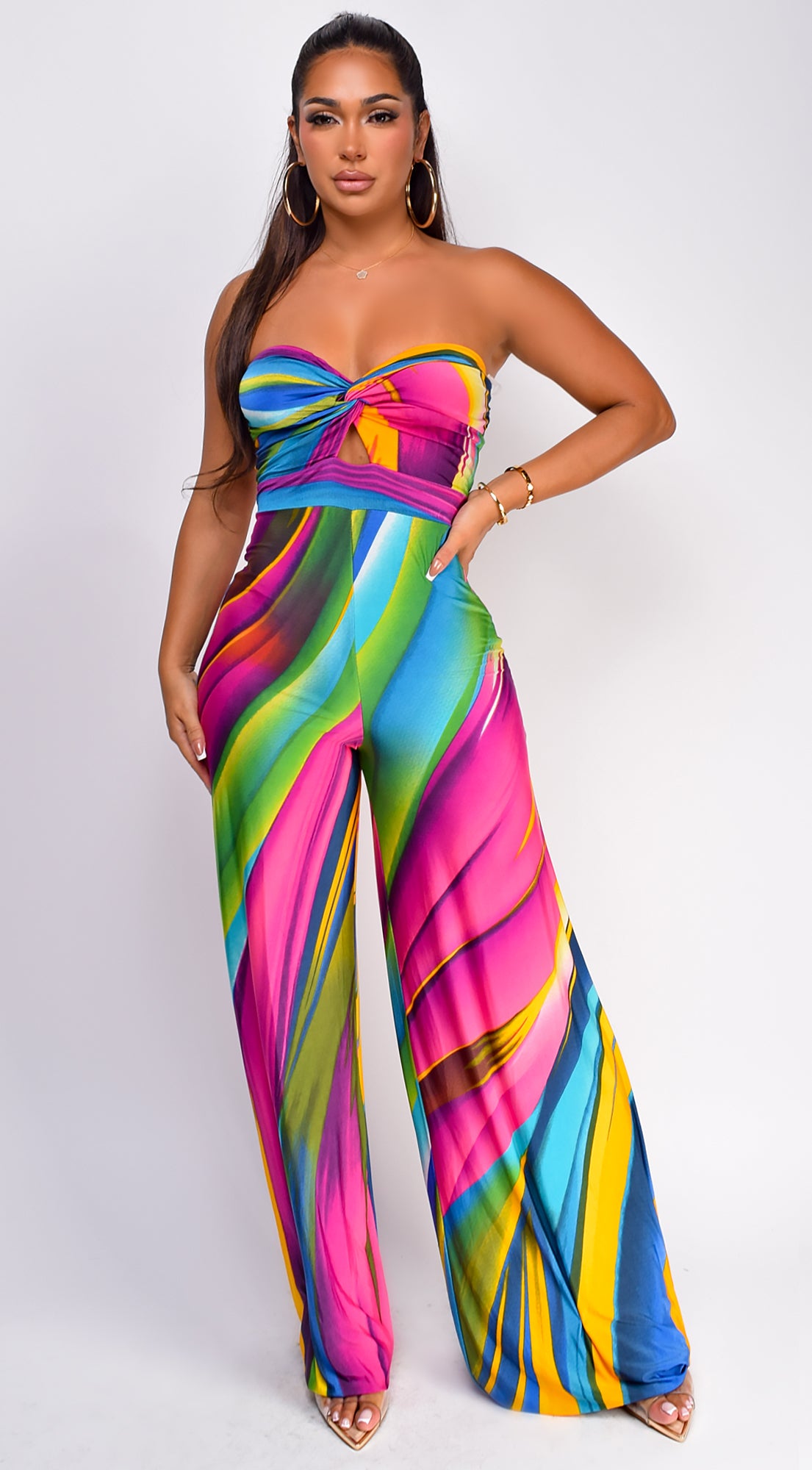 Sayla Multi Color Print Strapless Jumpsuit - Multi