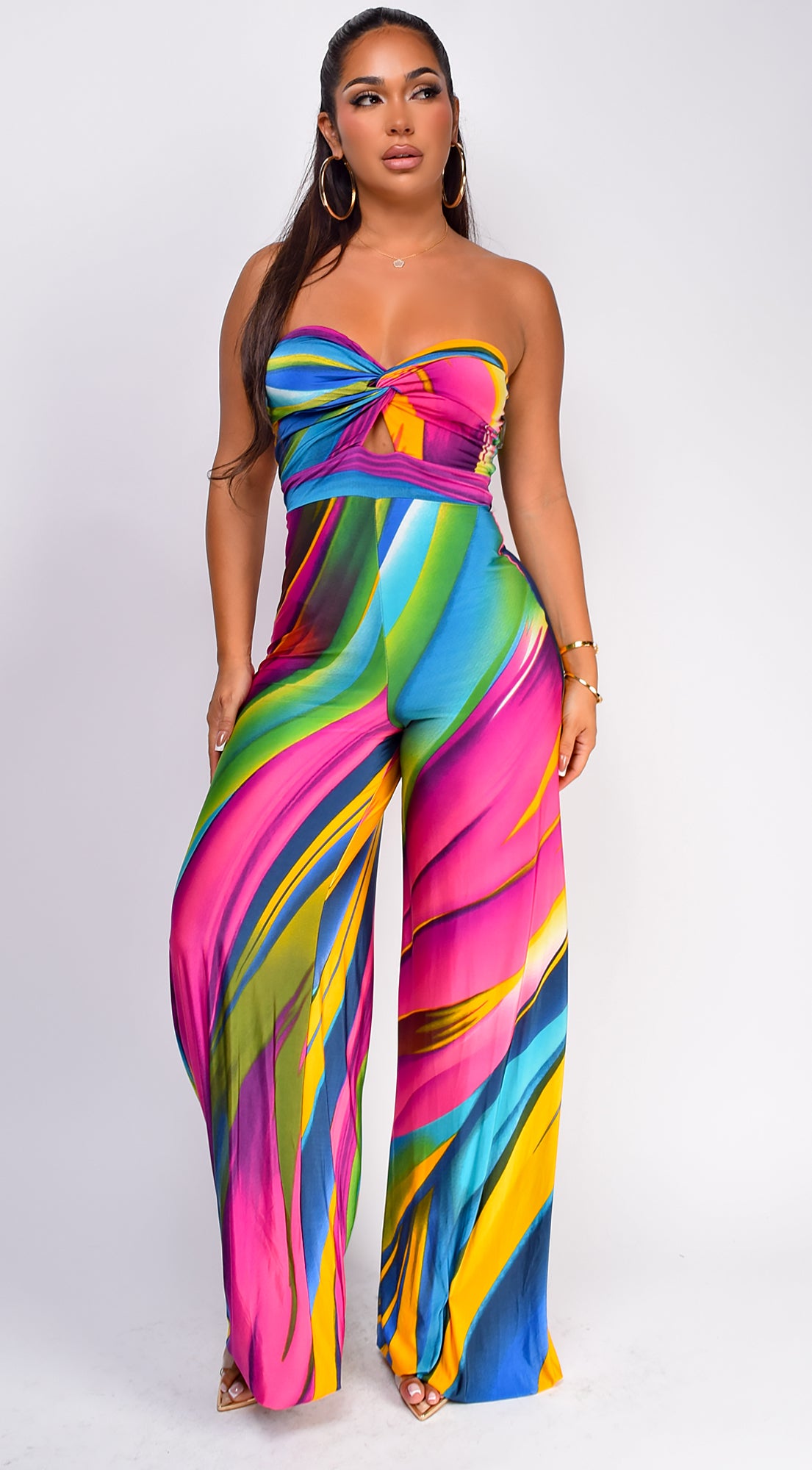 Sayla Multi Color Print Strapless Jumpsuit - Multi