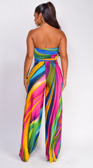 Sayla Multi Color Print Strapless Jumpsuit - Multi