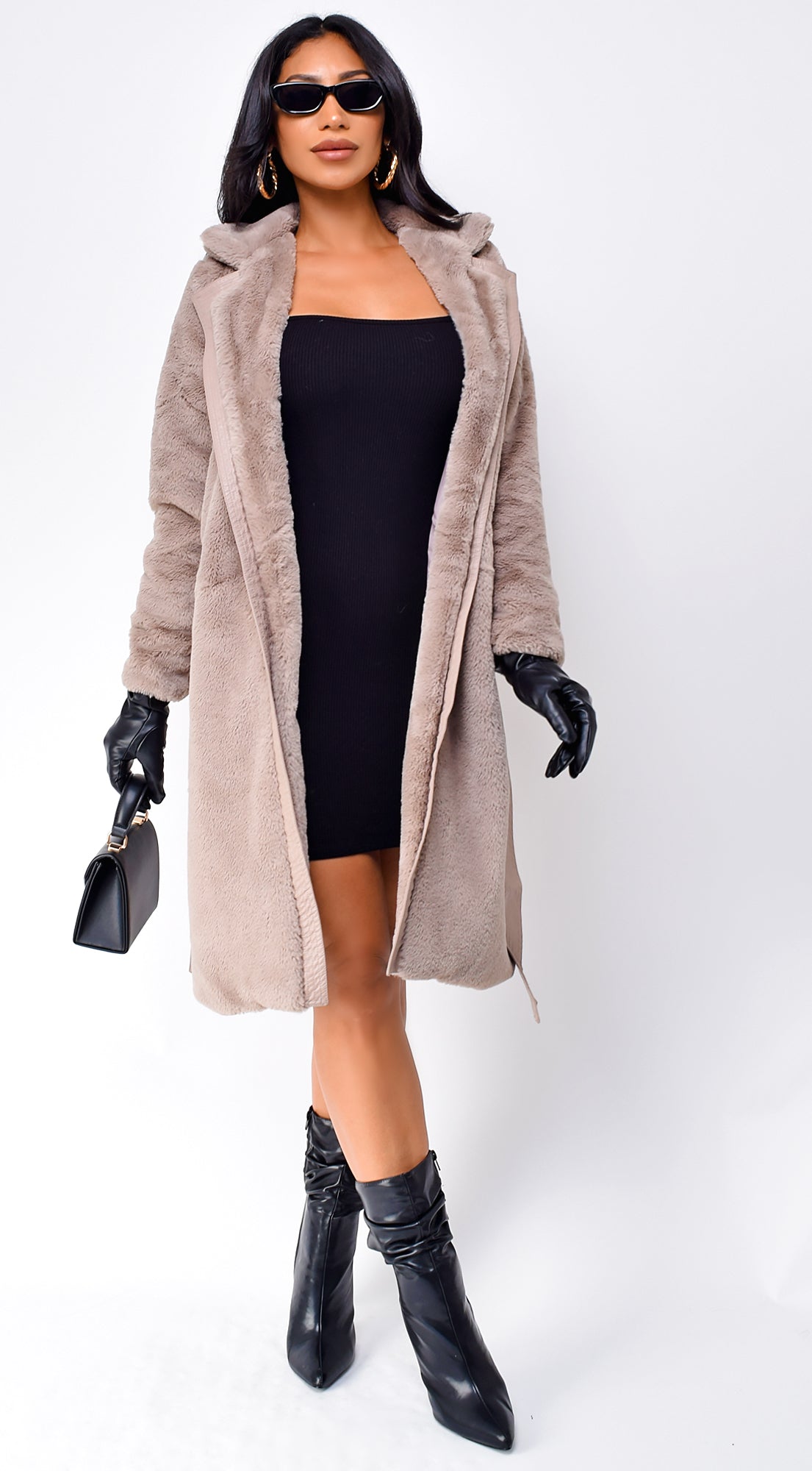 Cataleya Long Faux Fur Coat - Taupe