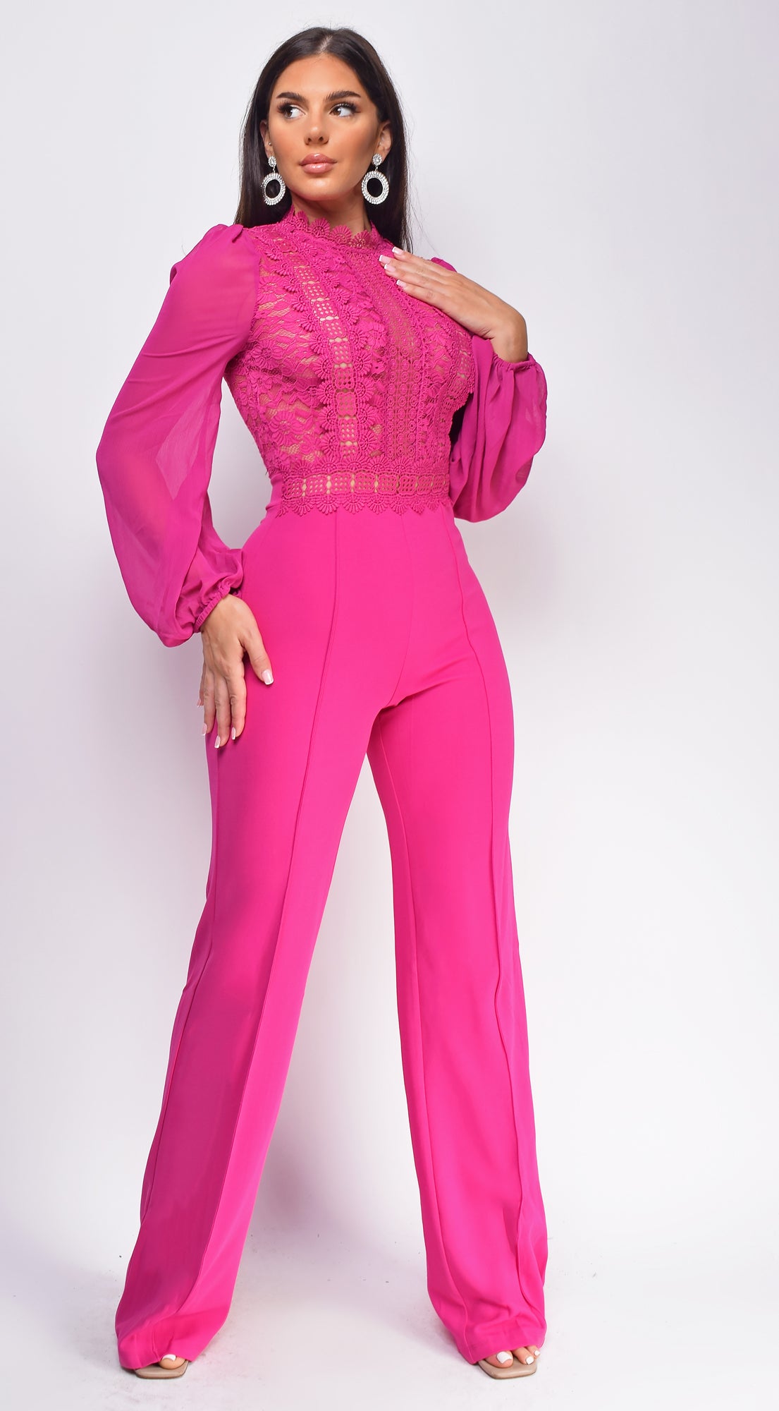 Fabiola Crochet Jumpsuit (Magenta) – Valeria'S Boutique
