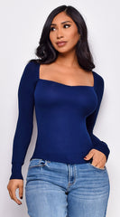 Sadia Long Sleeve Fitted Top - Blue