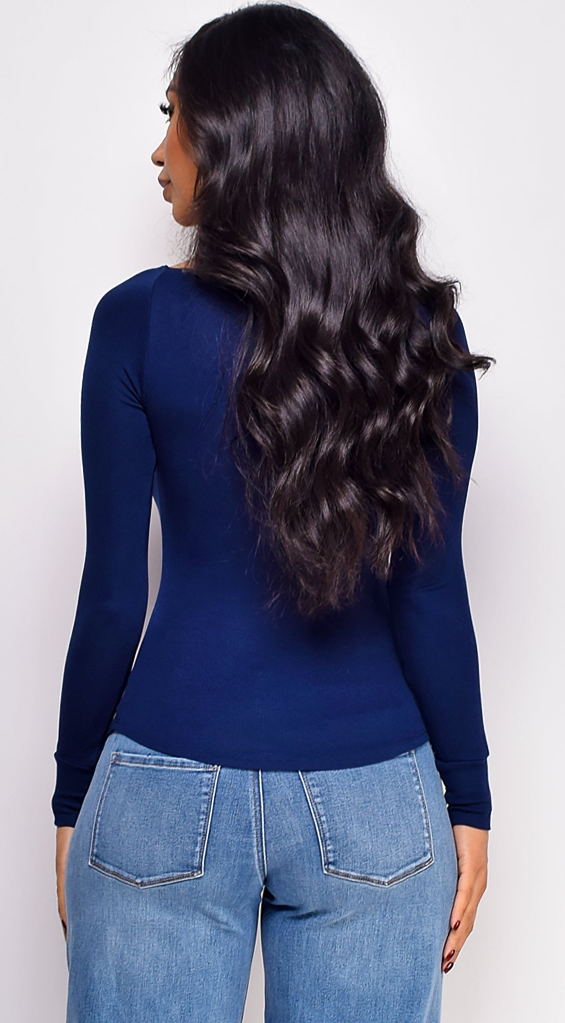 Sadia Long Sleeve Fitted Top - Blue