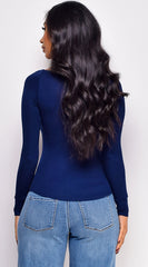 Sadia Long Sleeve Fitted Top - Blue