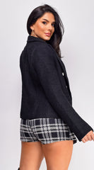 Alima Black Tweed Blazer Jacket