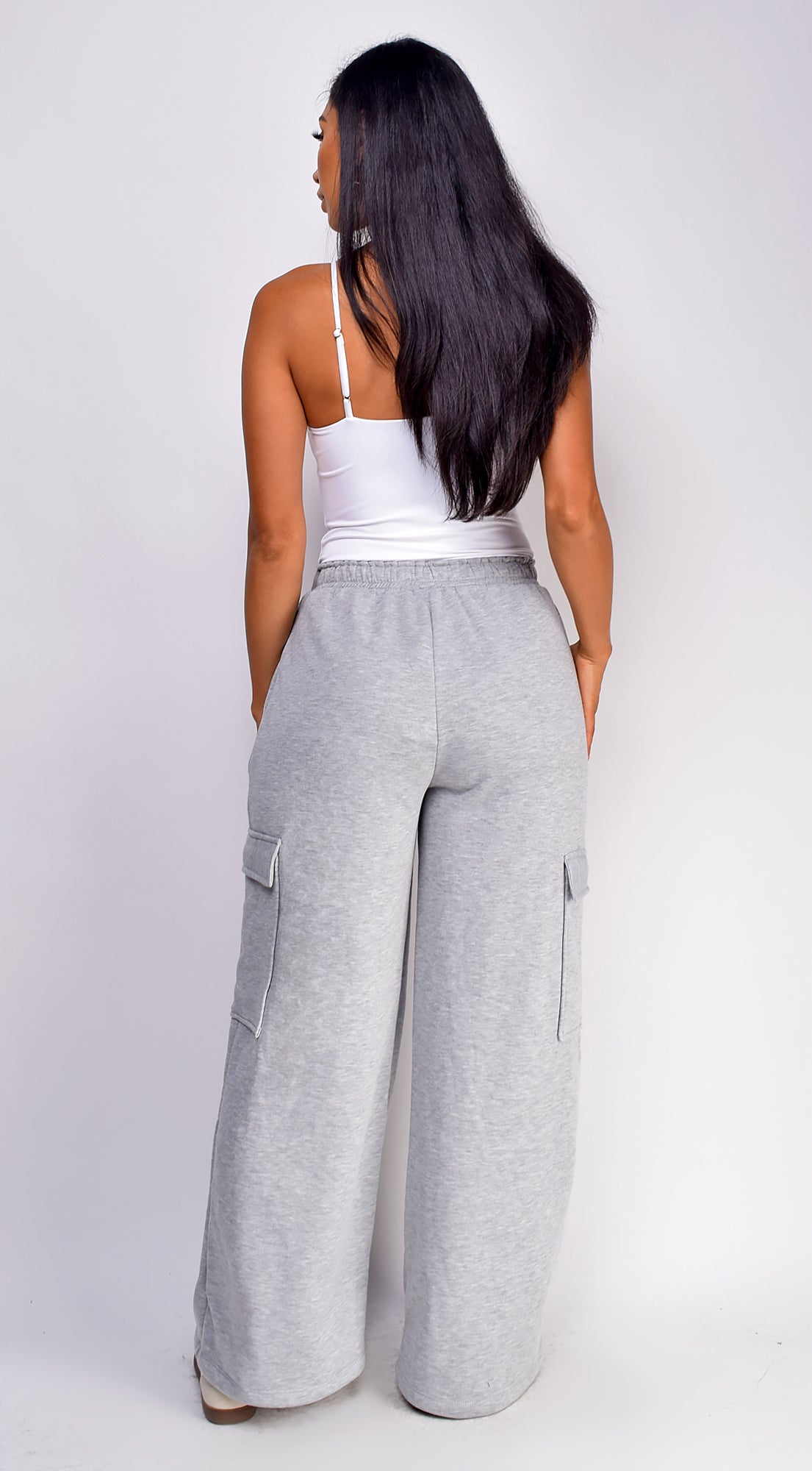 Everyday Cargo Wide Leg Joggers - Gray