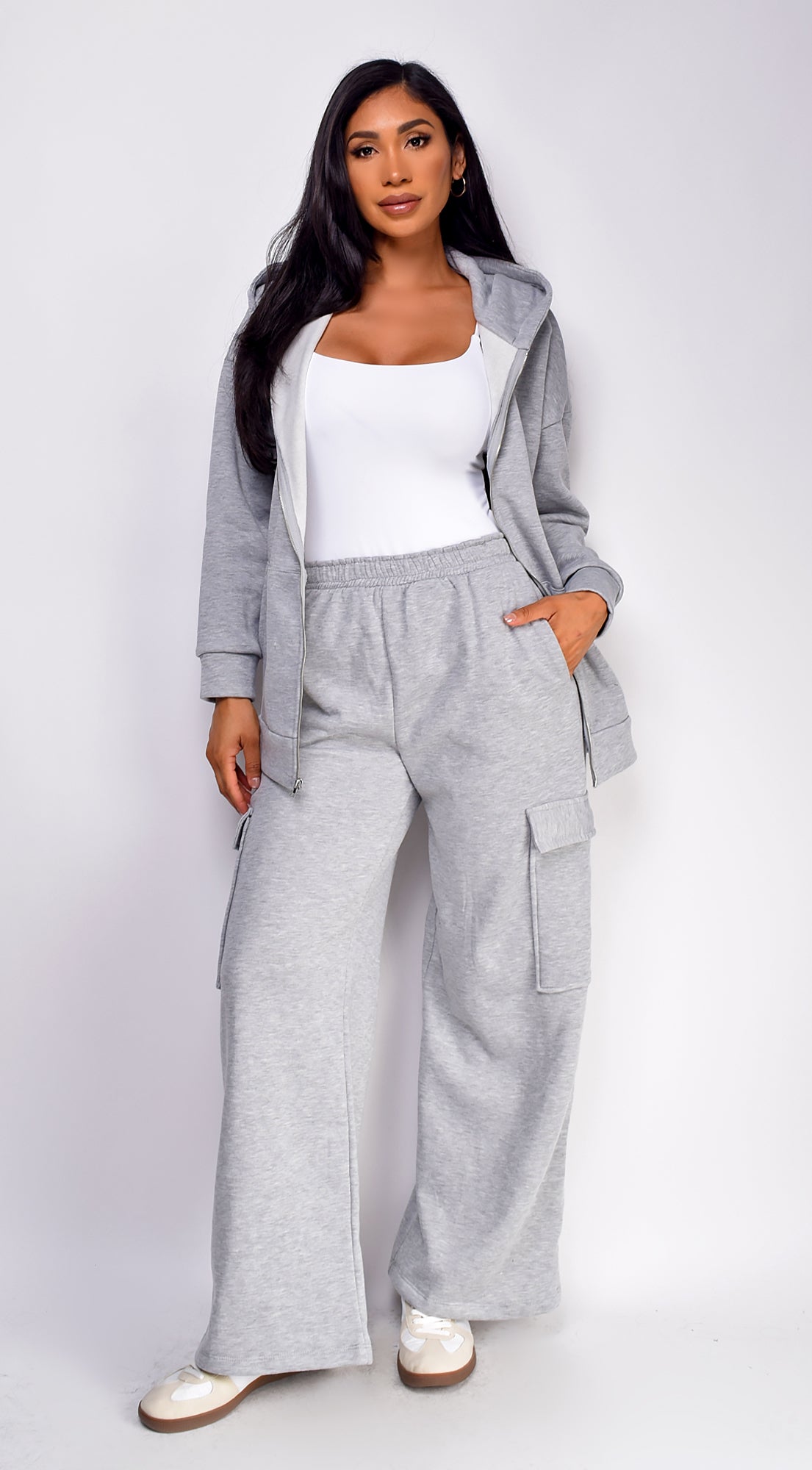 Everywhere Zip Up Oversized Hoodie - Gray