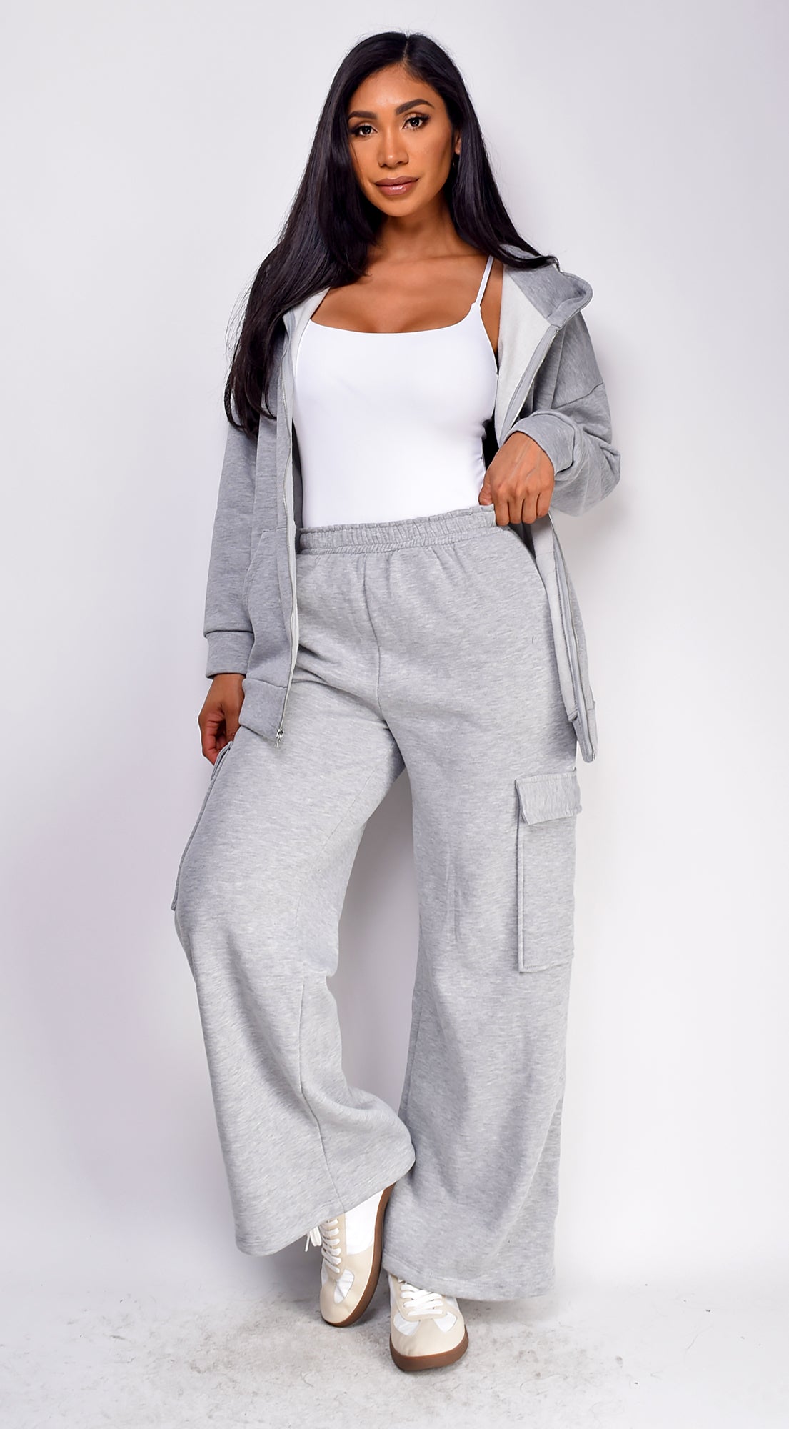 Everywhere Zip Up Oversized Hoodie - Gray