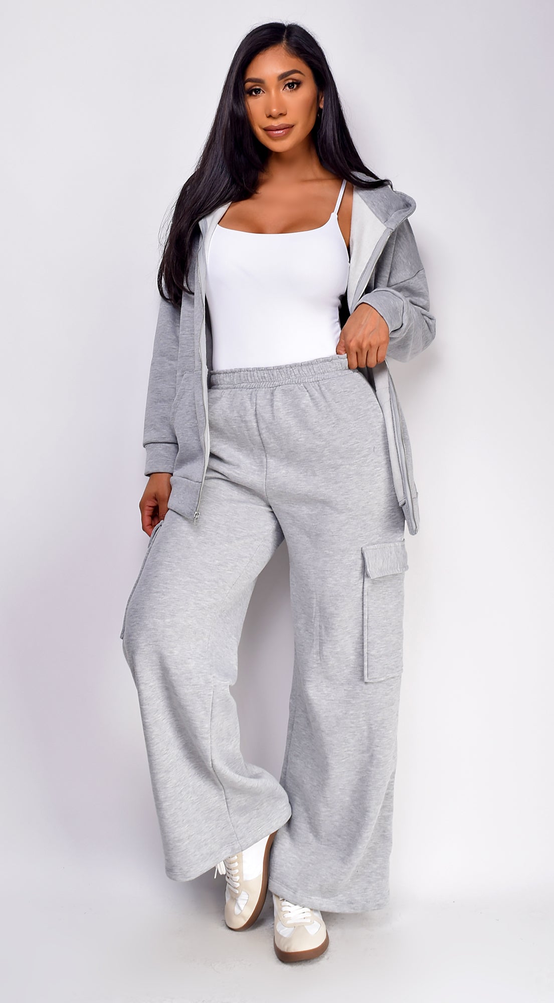 Everywhere Zip Up Oversized Hoodie - Gray