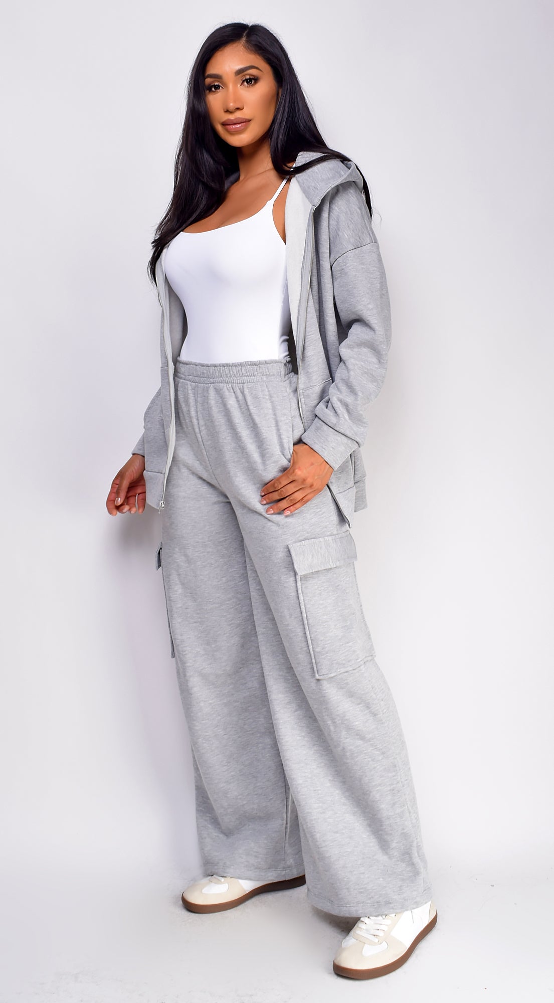 Everywhere Zip Up Oversized Hoodie - Gray