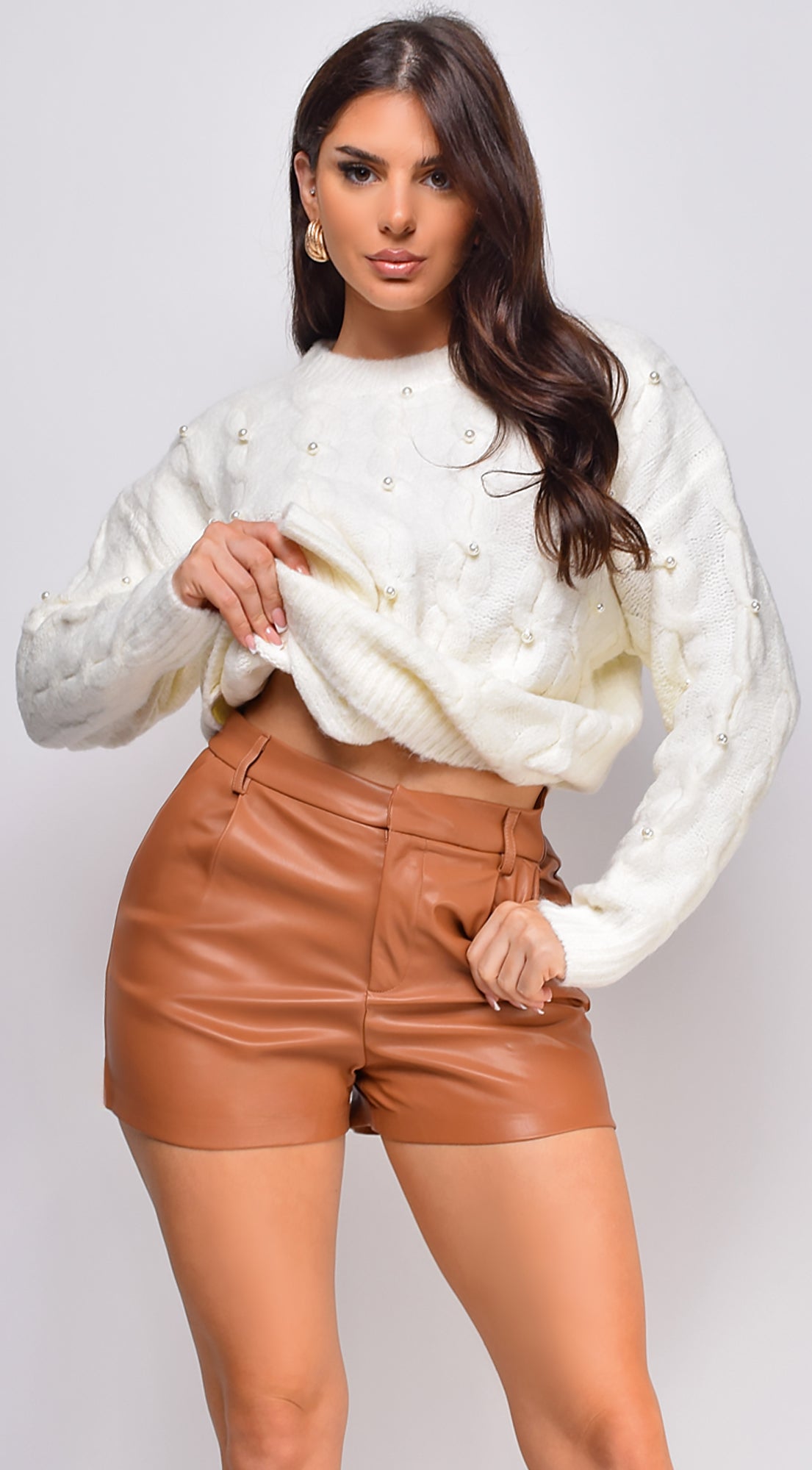 Aralyn PU Faux Leather Shorts - Camel