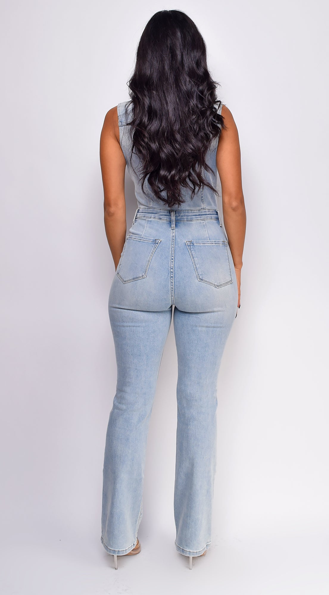 Nyssa Sleeveless Denim Jumpsuit - Blue