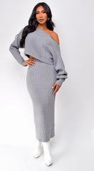 Biella Top & Skirt Set - Gray