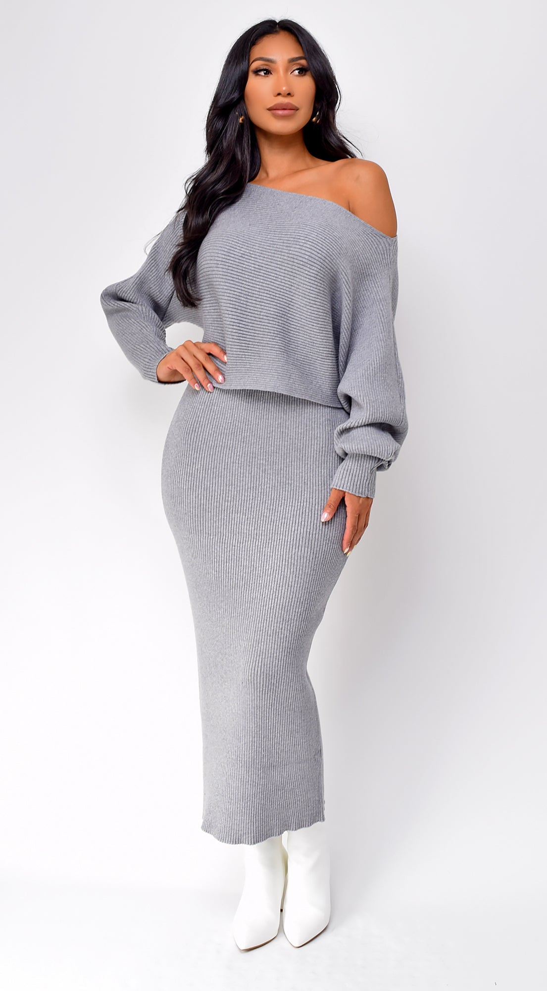 Biella Top & Skirt Set - Gray