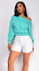 Kali Off Shoulder Sweater - Green