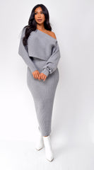 Biella Top & Skirt Set - Gray