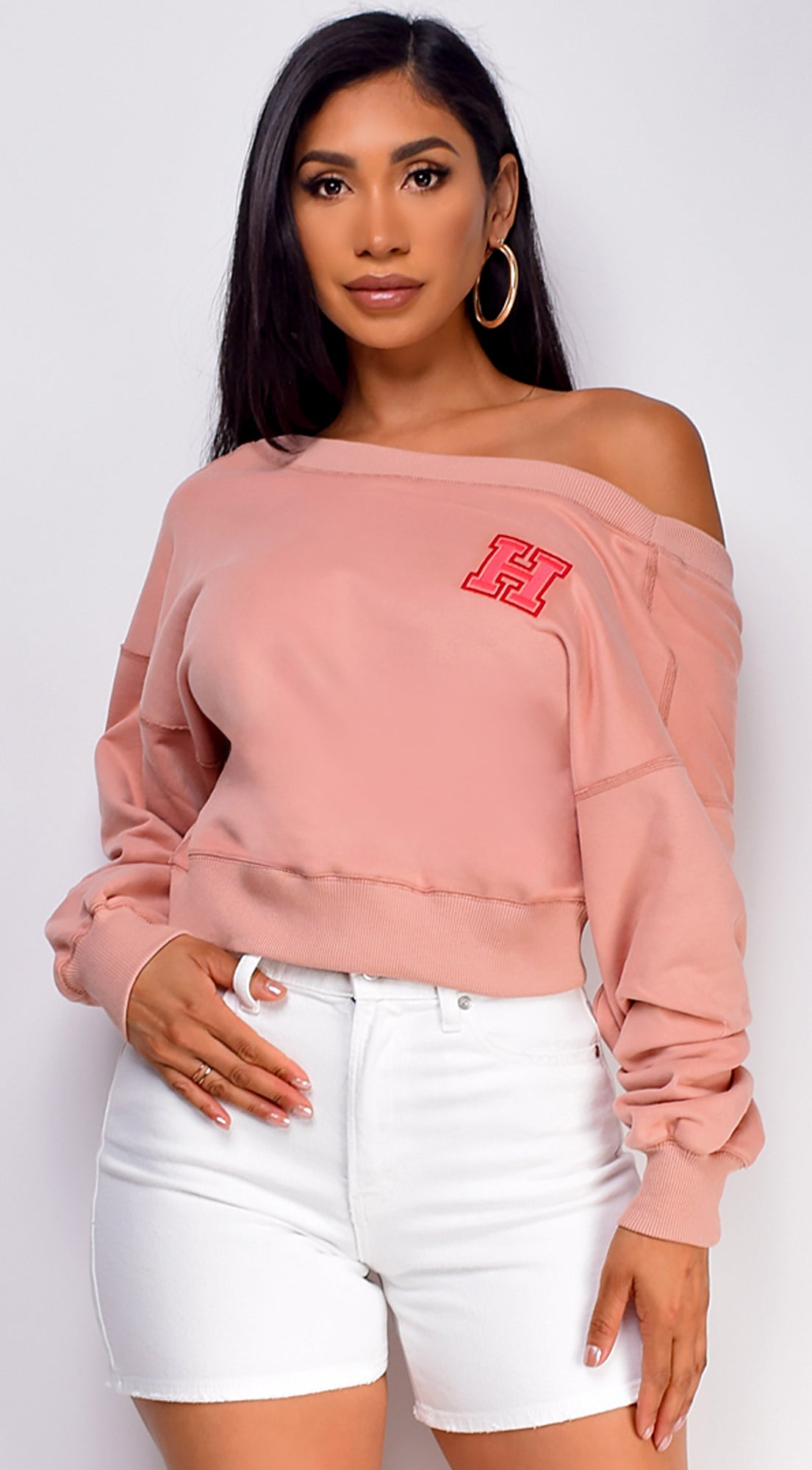 Kali Off Shoulder Sweater - Pink