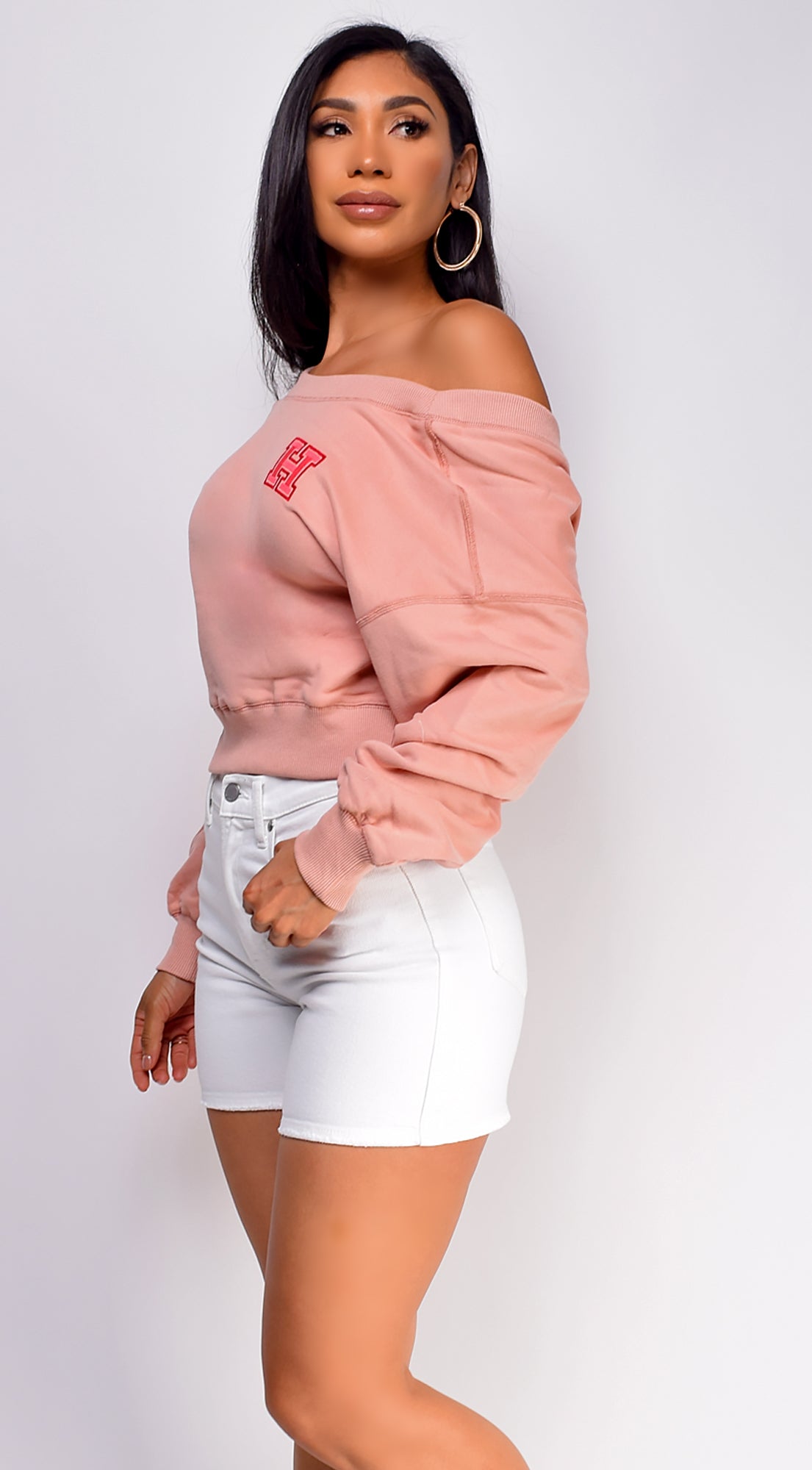 Kali Off Shoulder Sweater - Pink