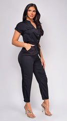 Darya Button Up Jumpsuit - Black