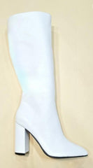 Sasha Block Heel Pointed Toe Boots - White