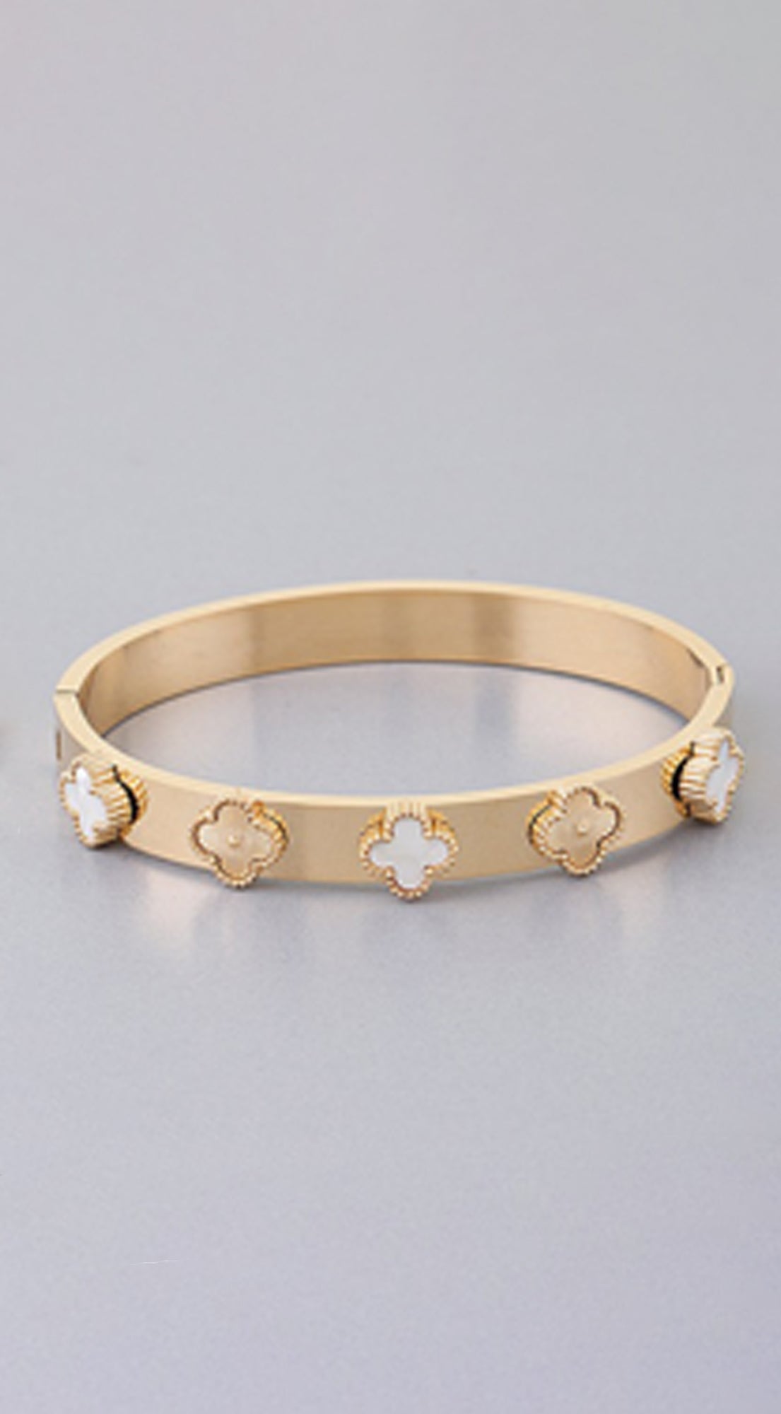 Dia Cream Multi Clover Cuff Bracelet - Gold