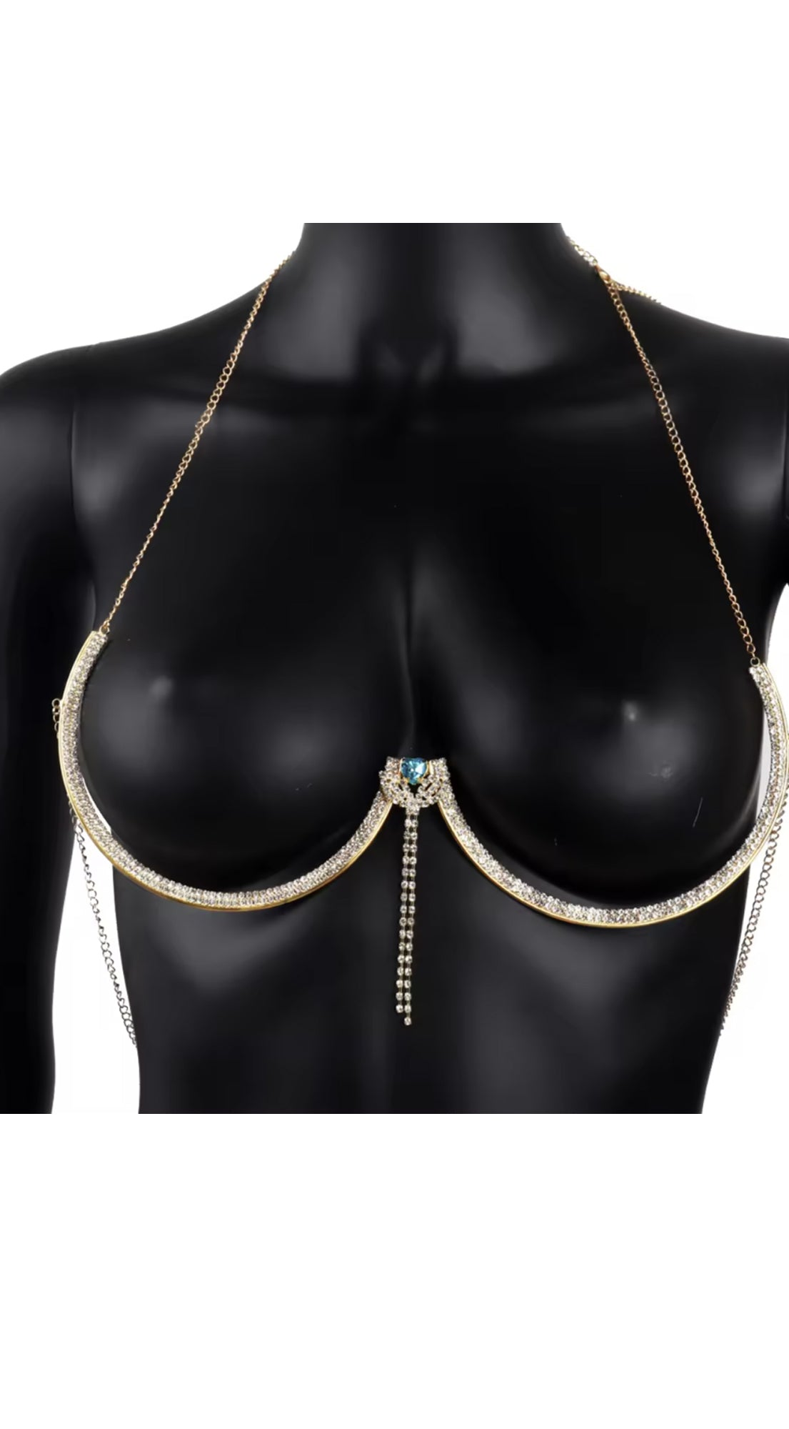 Temptation Rhinestone Bra Chain - Gold