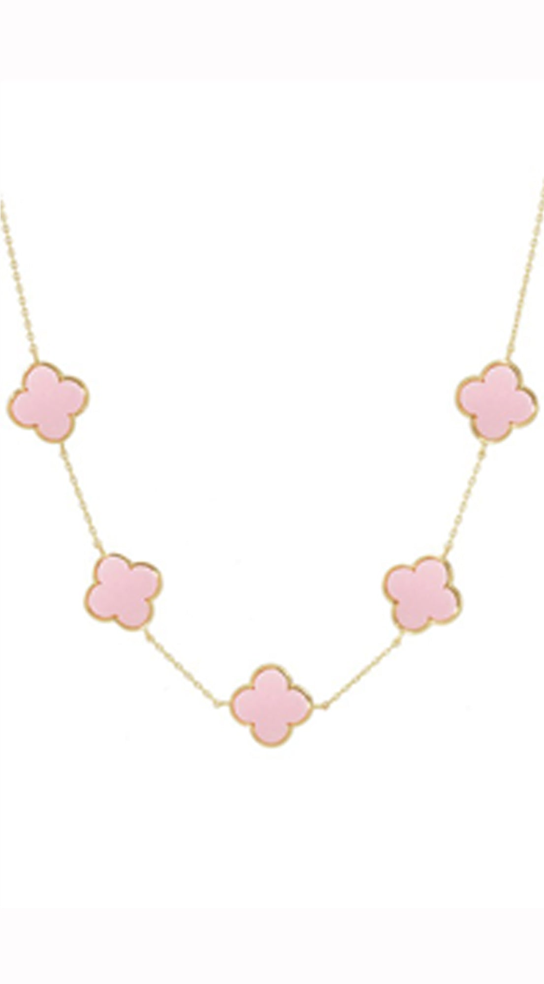 Eternal Gold Dipped Clover Necklace - Pink