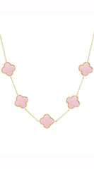 Eternal Gold Dipped Clover Necklace - Pink