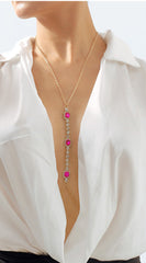 Ama Crystal Neck Body Chain - Pink