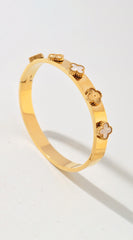 Dia Cream Multi Clover Cuff Bracelet - Gold