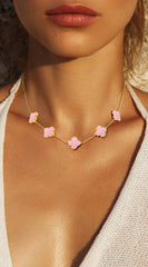 Eternal Gold Dipped Clover Necklace - Pink