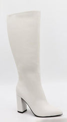 Sasha Block Heel Pointed Toe Boots - White