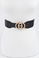 Rhinestone Black Elastic Belt