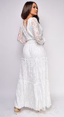 Havana White Surplice Neck Maxi Dress