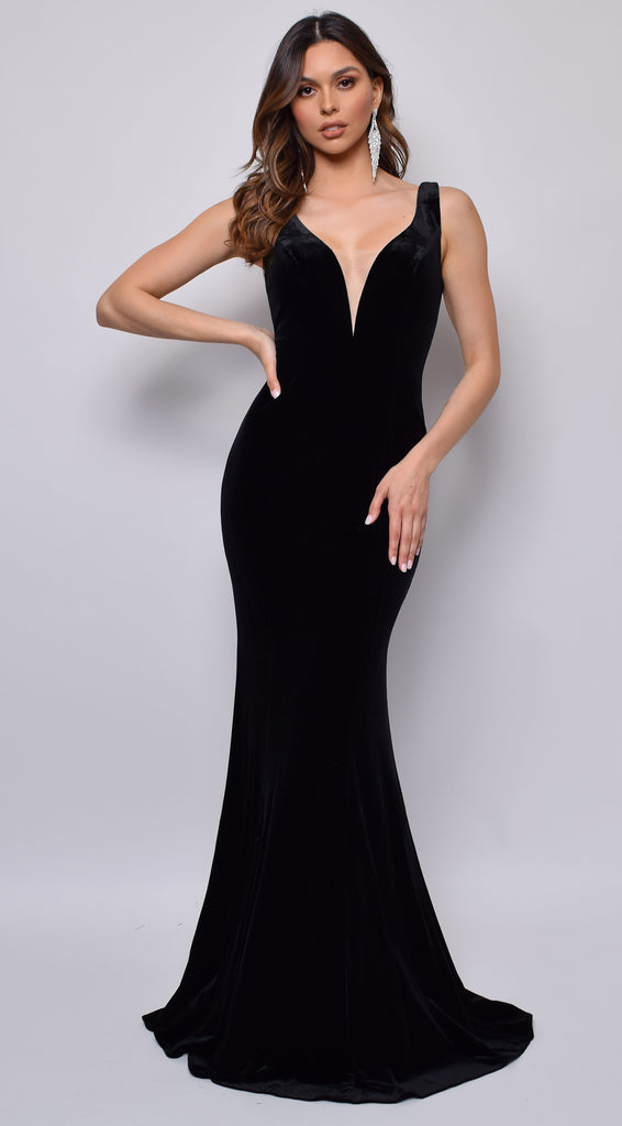 Joella Black Velvet Gown Dress – Emprada