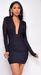 Jessica Black V Plunge Ruched Dress